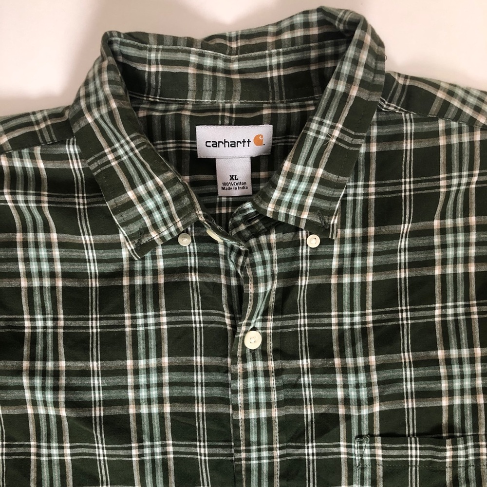Carhartt Button Up Shorts Sleeve Green Shirt
